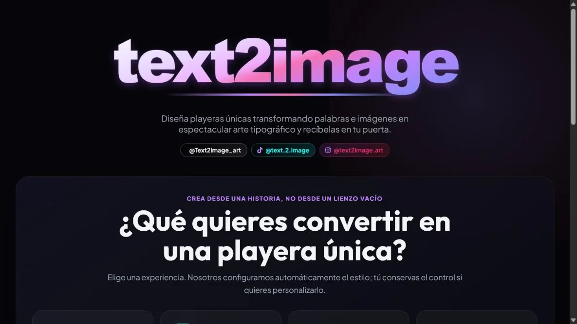 Página principal de text2image.art